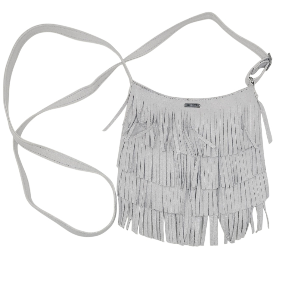 Hollister | Women's Light Gray Crossbody Bag With Fringe (One Size)